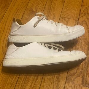 Men's OluKai Lae'ahi Lī 'Ili‎ Leather Sneakers Bright White Size 9